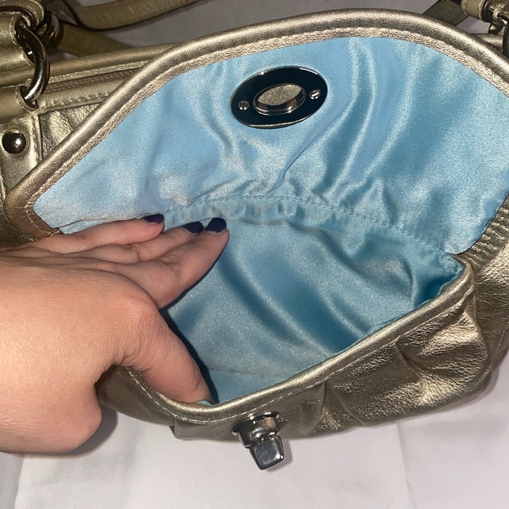 Coach Metallic Gold Leah Tote - Picture 5 of 16